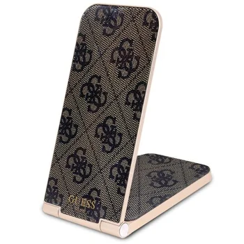 Guess 4G Pattern MagSafe sulankstomas dvigubas belaidis įkroviklis 15W, rudas