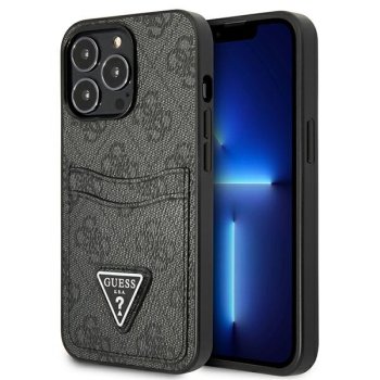 Guess 4G Triangle Logo Cardslot dėklas iPhone 13 / 13 Pro, juodas