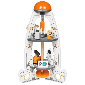 Medinė sensorinė kosminė raketa su stovėjimo aikštele