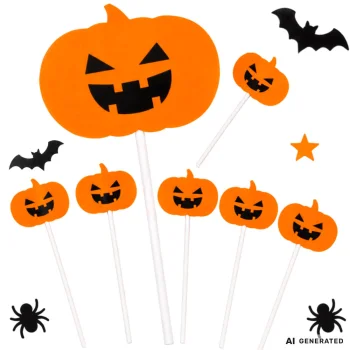 Halloween Cake and Cupcake Toppers, 5 pcs, Orange