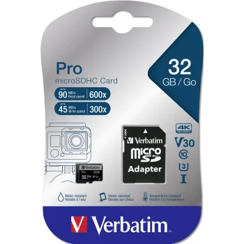 Verbatim Pro microSDHC 32 GB UHS-I U3 memory card with SD adapter