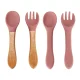 Set of silicone children\'s dishes 9 elements, dark pink