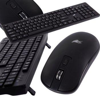 Wireless keyboard with numeric keypad and mouse, USB, silent, black