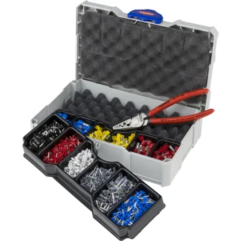 Laidų antgalių užspaudimo rinkinys KNIPEX 97 90 06 su replėmis ir antgaliais