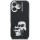 Karl Lagerfeld IML Aquarelle Karl & Choupette & Logo iPhone 16 dėklas, juodas