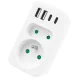 Rozetės šakotuvas Maclean MCE249 F/W, 2 lizdai, 2x USB-A, 2x USB-C PD 20W, baltas