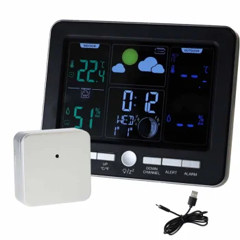 Wireless Weather Station with Outdoor Sensor, Thermometer, Hygrometer, Alarm and USB