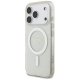 Guess IML Glitter Pearl Strap MagSafe dėklas, skirtas iPhone 17 Pro, skaidrus