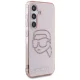 Karl Lagerfeld Rhinestones K. Head Logo dėklas Samsung Galaxy S25 telefonui, rožinis