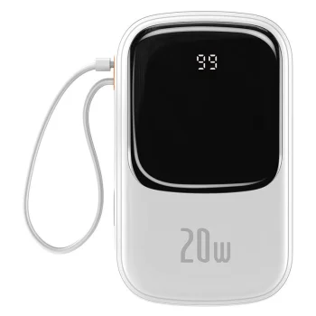 "Baseus Qpow PRO" išorinė baterija su laidu, 20000mAh, 20W, balta