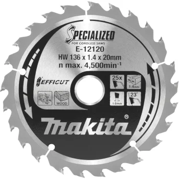 Diskinio pjūklo diskas Makita E-12120 EFFICUT 136x20 mm 25Z medienai