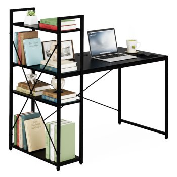 Modernhome kompiuterio stalas su lentyna 120x60 cm, juodas