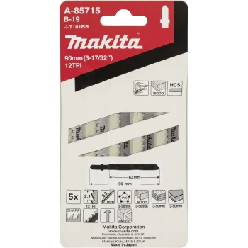 Siaurapjūklio peiliukai Makita B-19 A-85715 medienai ir plastikui, 90 mm, 5 vnt.