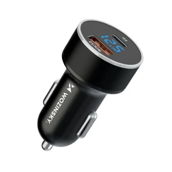 Wozinsky WDCCAC USB-C ir USB-A 36W automobilinis įkroviklis, juodas