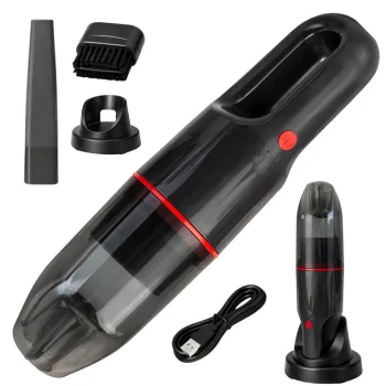 Belaidis rankinis automobilinis dulkių siurblys, akumuliatorinis, 4–6 kPa, USB-C, juodas