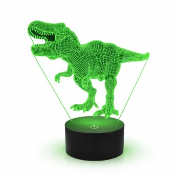 3D dinozauro naktinė lemputė vaikams su pulteliu, 16 spalvų LED