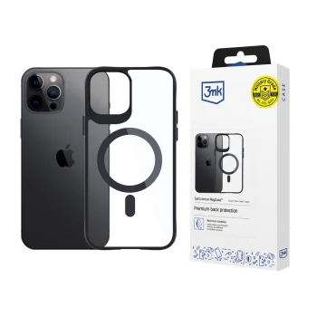 3mk dėklas Satin Armor MagCase, skirtas iPhone 12 Pro Max, skaidrus / juodas rėmelis