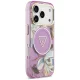 Guess IML Glitter Flowers Triangle MagSafe dėklas iPhone 17 Pro / 18 Pro, violetinis
