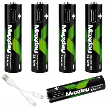 Įkraunamos AAA Li-Ion baterijos 1.5V 660mWh su USB-C, 4 vnt.