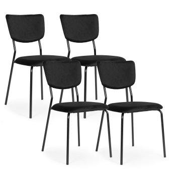 Aksominės valgomojo kėdės ModernHome 140820, 4 vnt., juodos