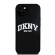 DKNY dėklas, skirtas iPhone 14, Liquid Silicone White Printed Logo MagSafe, juodas