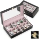 Massido 12-Slot Watch Box Organizer MS-710, Black & Salmon