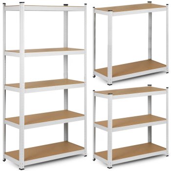Humberg 4844 Metal Storage Shelving Unit, 180 x 90 x 30 cm, White