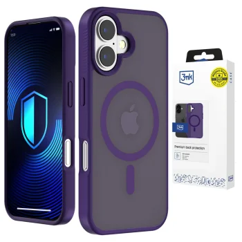 Telefono dėklas 3mk Smoke MagCase telefonui iPhone 16, MagSafe, pusiau permatomas violetinis