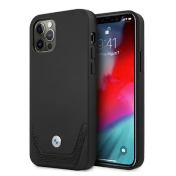 BMW dėklas iPhone 12 / 12 Pro telefonui Leather Perforate, juodas