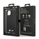 BMW dėklas iPhone 14 telefonui Leather Stamp Tricolor MagSafe, juodas