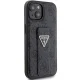 Guess Grip Stand 4G Triangle Strass dėklas iPhone 15 telefonui, juodas
