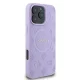 Guess Saffiano Peony Classic Logo MagSafe dėklas iPhone 16 Pro, violetinis