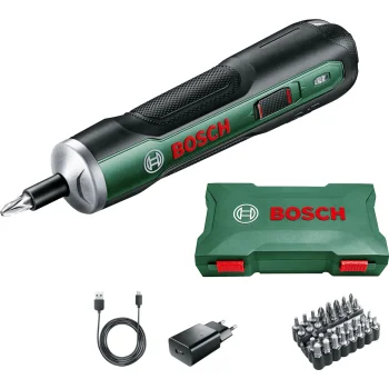Bosch PushDrive akumuliatorinis suktuvas, 3.6 V, 1.5 Ah, su 32 antgalių rinkiniu