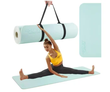 4Fizjo 245 TPE Anti-Slip Yoga and Fitness Mat, 1 cm, Mint/Grey