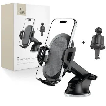 Tech-Protect V5 Car Phone Holder (Dashboard / Air Vent) - Black