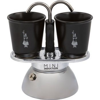 Bialetti Mini Express Induction moka kavinukas su 2 puodeliais, juodas