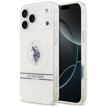 U.S. Polo Assn. dėklas „iPhone 17 Pro Max“ su „MagSafe“, baltas