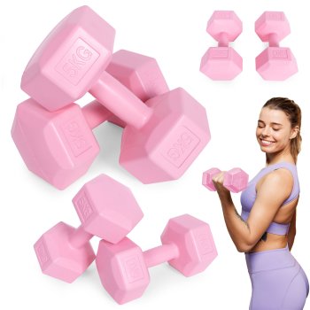 Modernhome HCD-10-PK Hexagonal Dumbbells, 2 x 5 kg, Pink