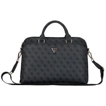 Guess 4G Zipper Pocket & Triangle Logo 15" nešiojamojo kompiuterio krepšys, juodas