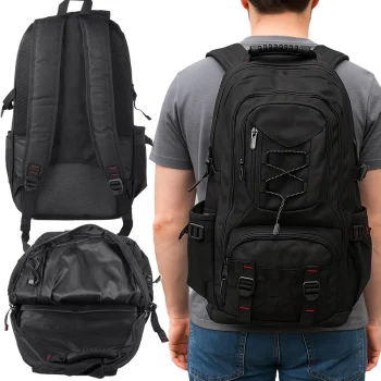 Durable 35L Hiking Backpack for Travel and Trekking, Black