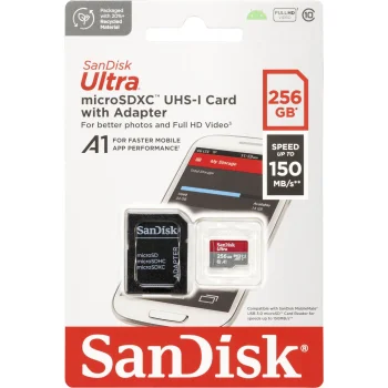 SanDisk Ultra microSDXC atminties kortelė 256 GB 150 MB/s su adapteriu (SDSQUAC-256G-GN6MA)