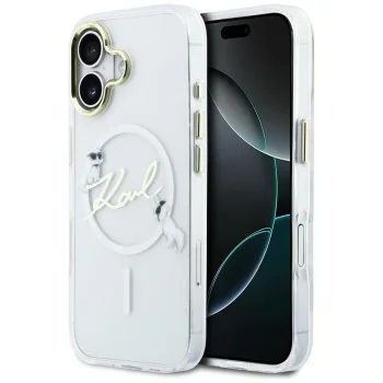 Karl Lagerfeld IML Choupettes Karl Script Logo MagSafe dėklas iPhone 17, skaidrus