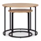 Nesting Coffee Table Set of 2 Round Industrial Living Room Tables ModernHome, Light Oak