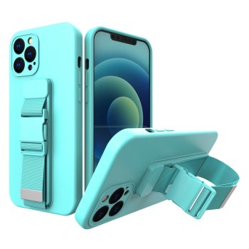 „Rope Case“ silikoninis dėklas su dirželiu „iPhone 12 Pro“, šviesiai mėlynas