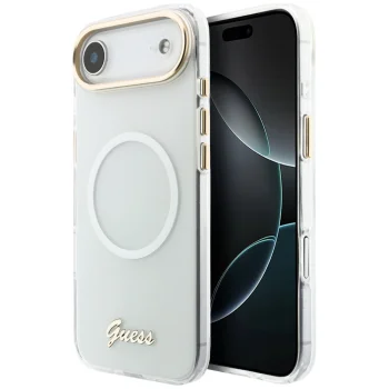 Guess IML Gradient Script Metal MagSafe Case for iPhone Air, White