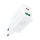 Acefast A25 sieninis įkroviklis USB Type-C / USB-A 20W, baltas