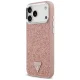 Guess Glitter Triangle Logo MagSafe dėklas iPhone 17 Pro Max, rožinis