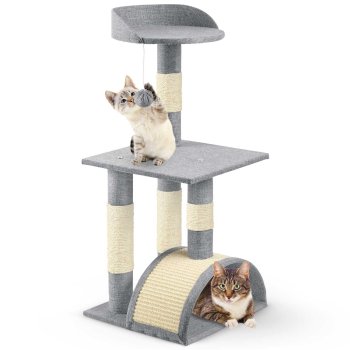 Draskyklė katėms su tuneliu Pethaus PH-003, 79 cm, pilka