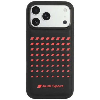 Audi Sport Synthetic Leather MagSafe dėklas telefonui iPhone 18 Pro Max / 17 Pro Max, juodas