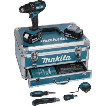 Akumuliatorinis smūginis gręžtuvas-suktuvas Makita DHP482RFX9 18V LXT su 2x 3.0Ah akumuliatoriais ir priedais